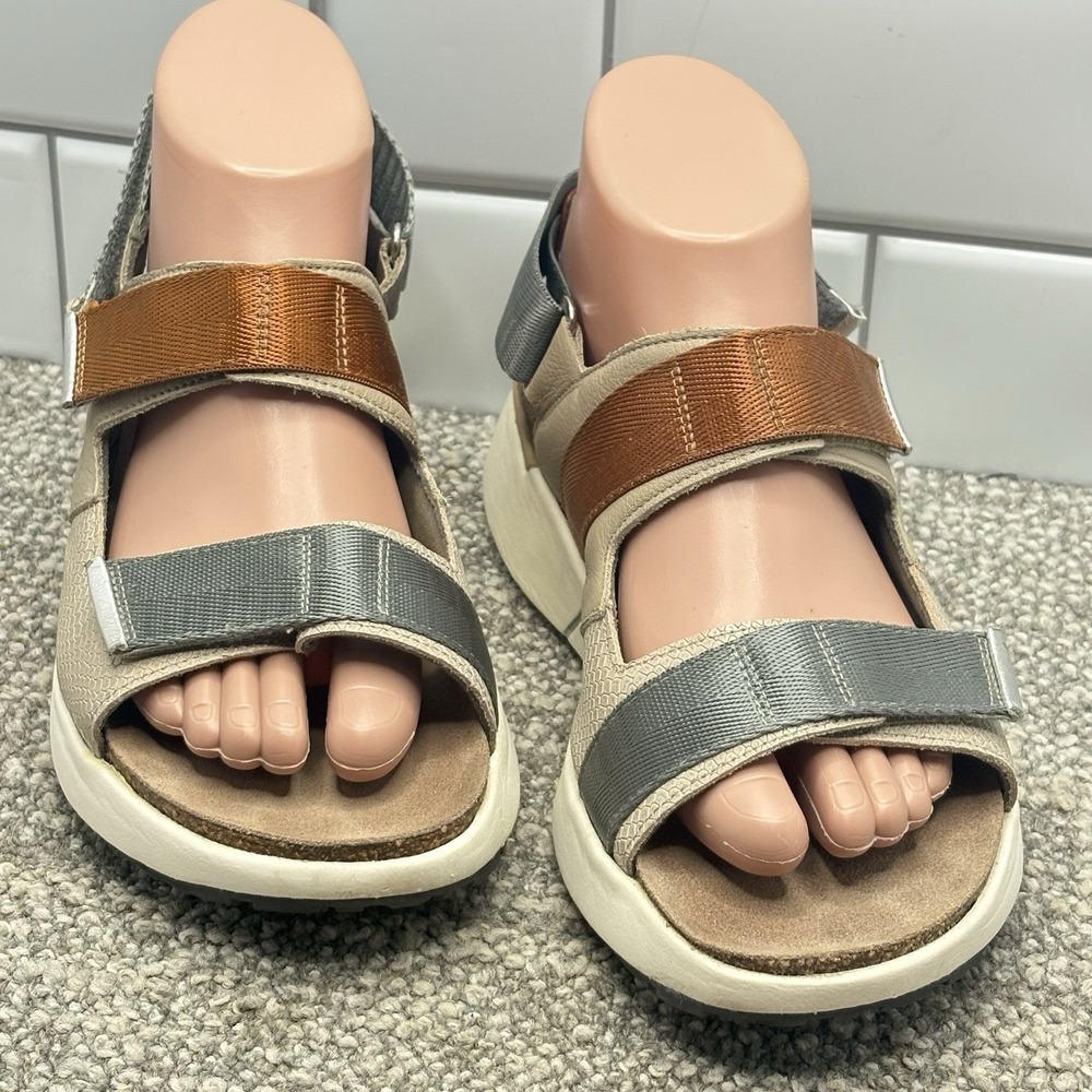Naot Silver Copper Tri Strap Sandals Size 39‎ US 8 8.5 Comfort Summer